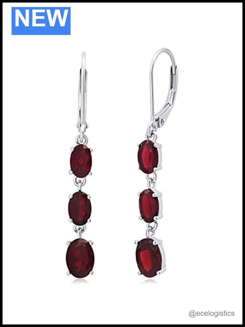 925 Sterling Silver Garnet Dangle Earrings for Women Leverback Gemstone